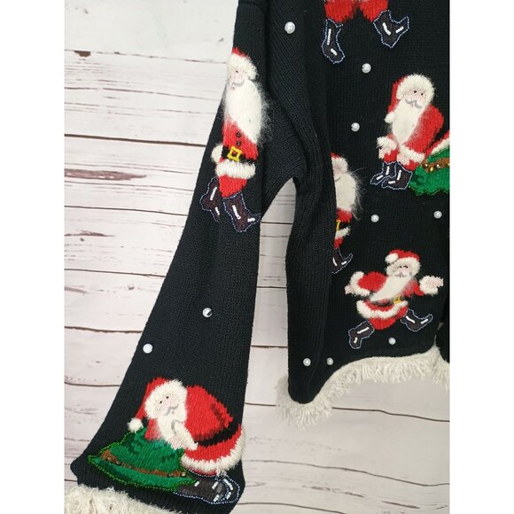 Philip &‎ Jane Gordon Santa Sweater Large Black With Removable Collar & Shoulder - Picture 4 of 9
